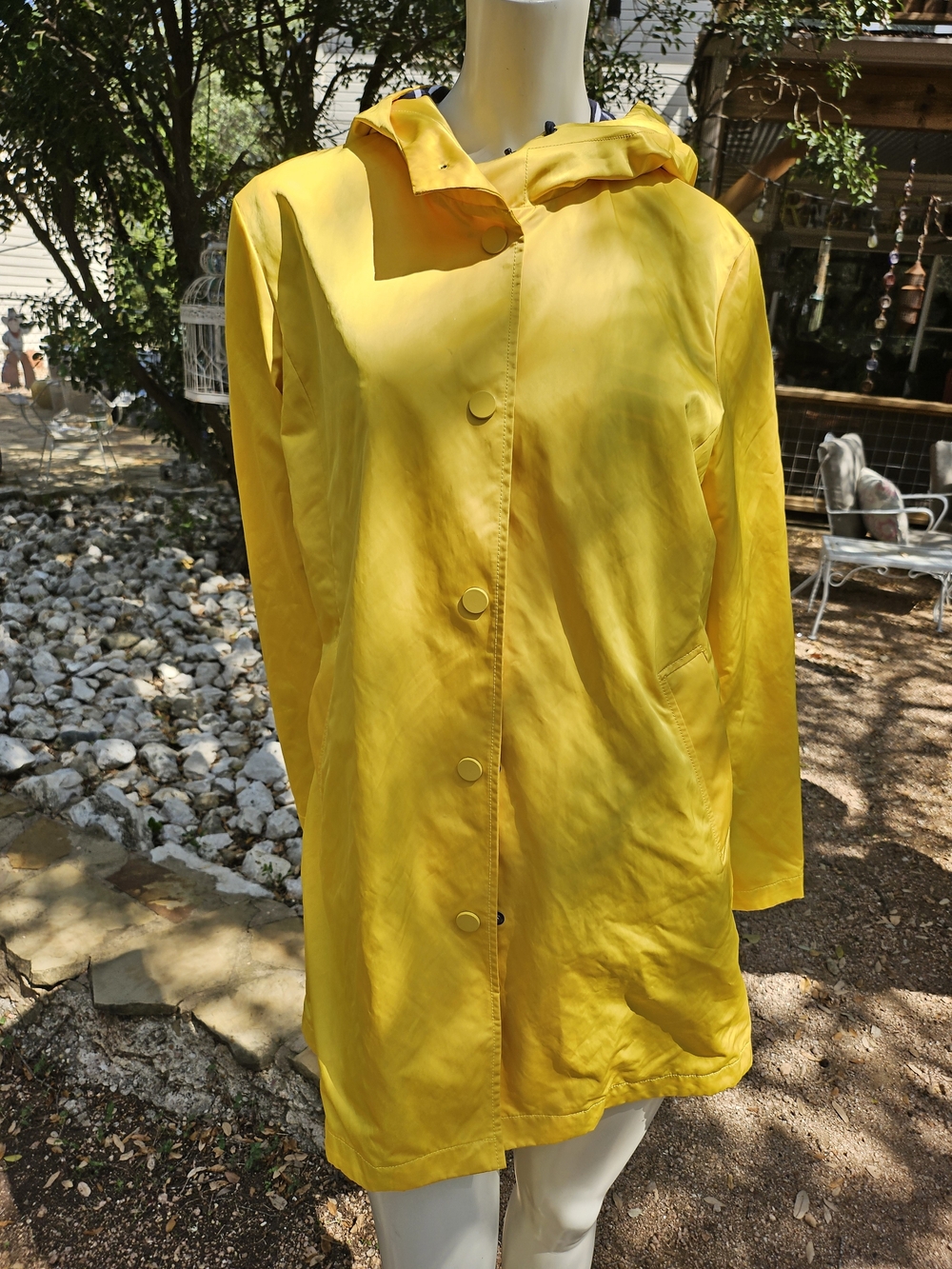 Banana Republic Canary Yellow Hooded Raincoat Size S